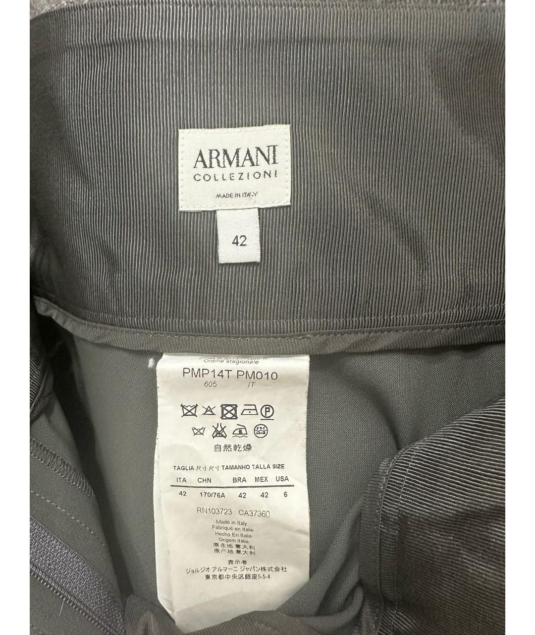 ARMANI COLLEZIONI Антрацитовые шерстяные брюки узкие, фото 3