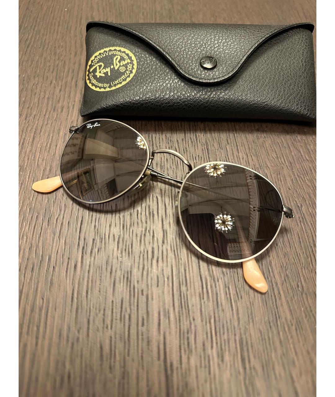 RAY BAN Черные металлические солнцезащитные очки, фото 2