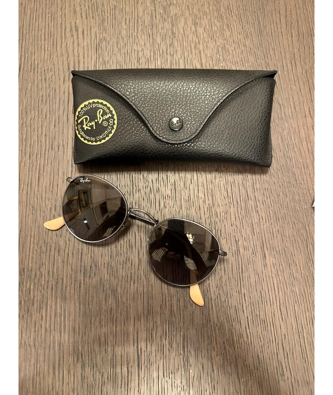 RAY BAN Черные металлические солнцезащитные очки, фото 4