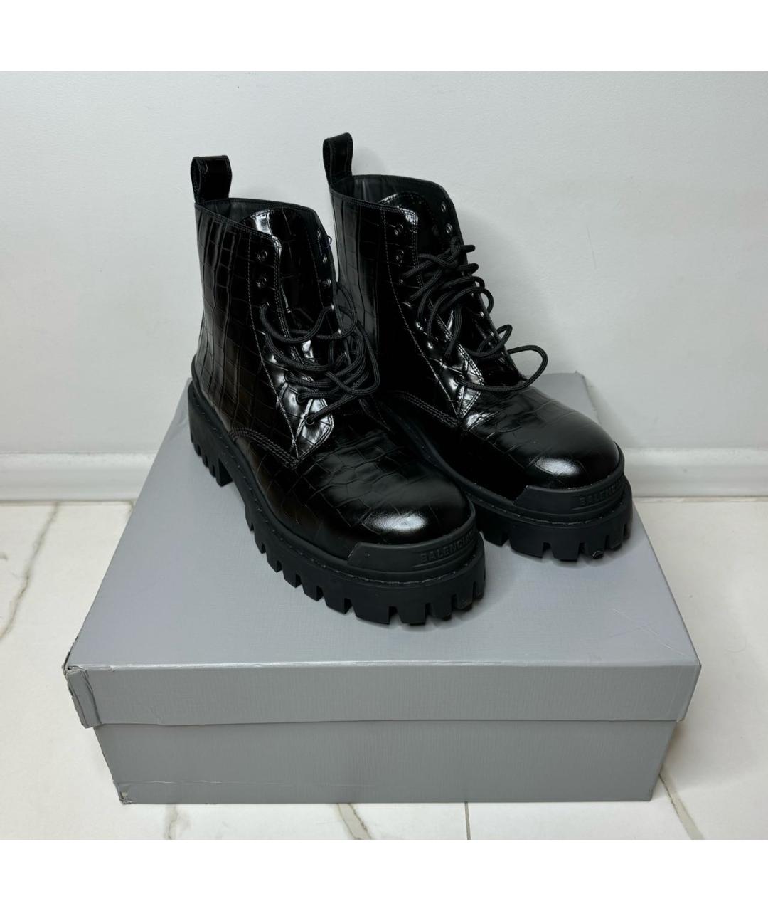 BALENCIAGA Черные кожаные высокие ботинки, фото 2