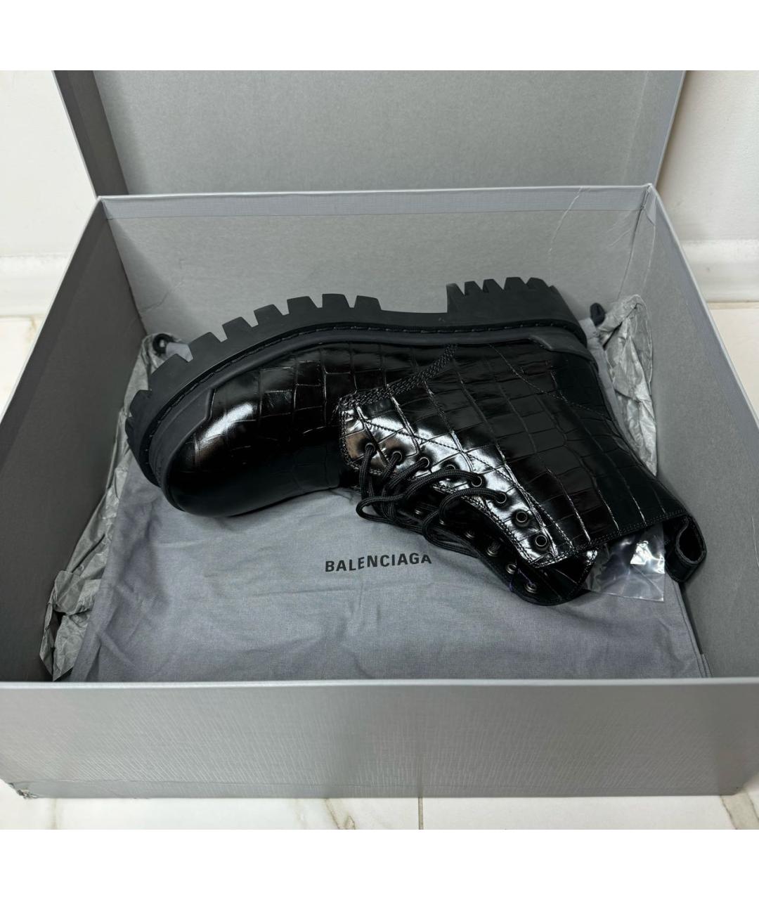 BALENCIAGA Черные кожаные высокие ботинки, фото 7
