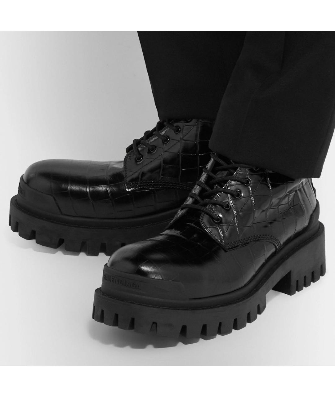 BALENCIAGA Черные кожаные высокие ботинки, фото 8