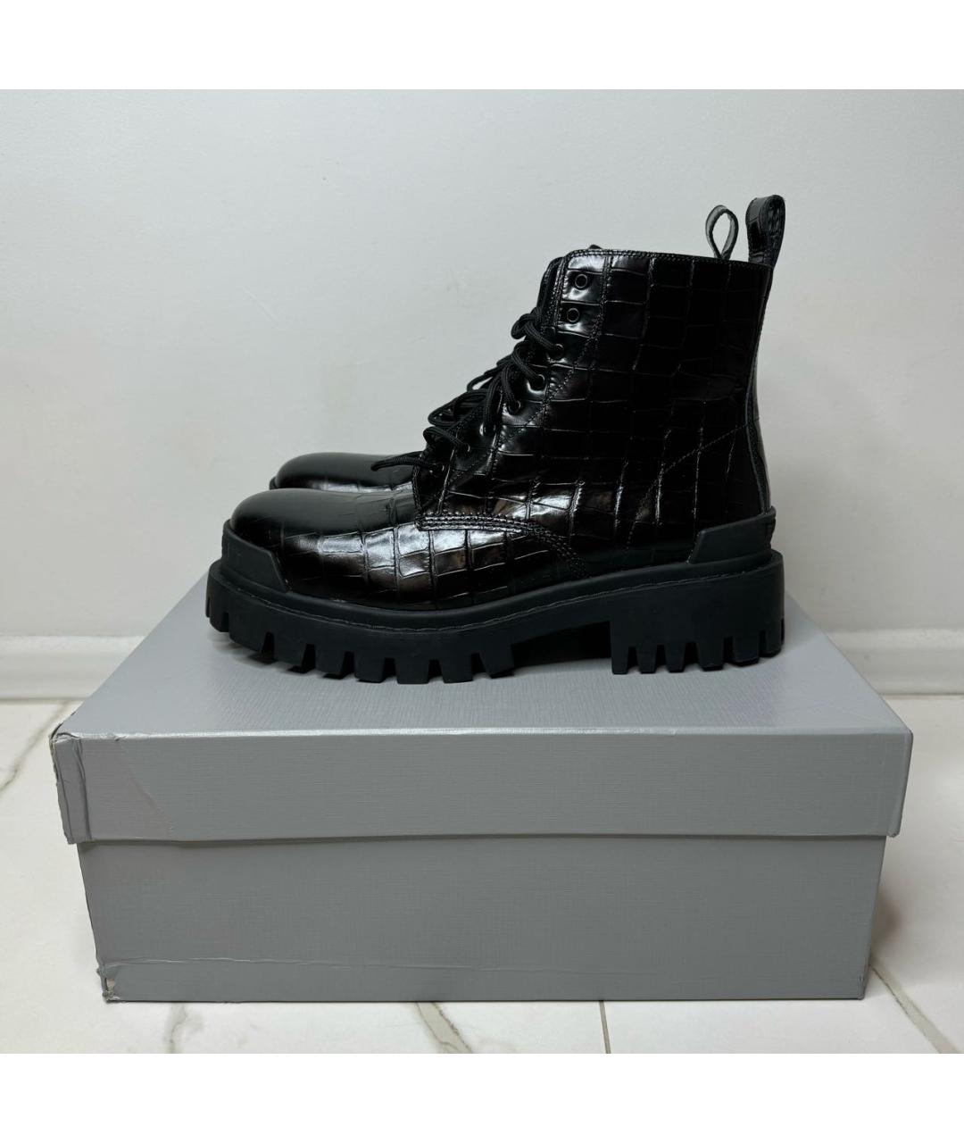 BALENCIAGA Черные кожаные высокие ботинки, фото 4