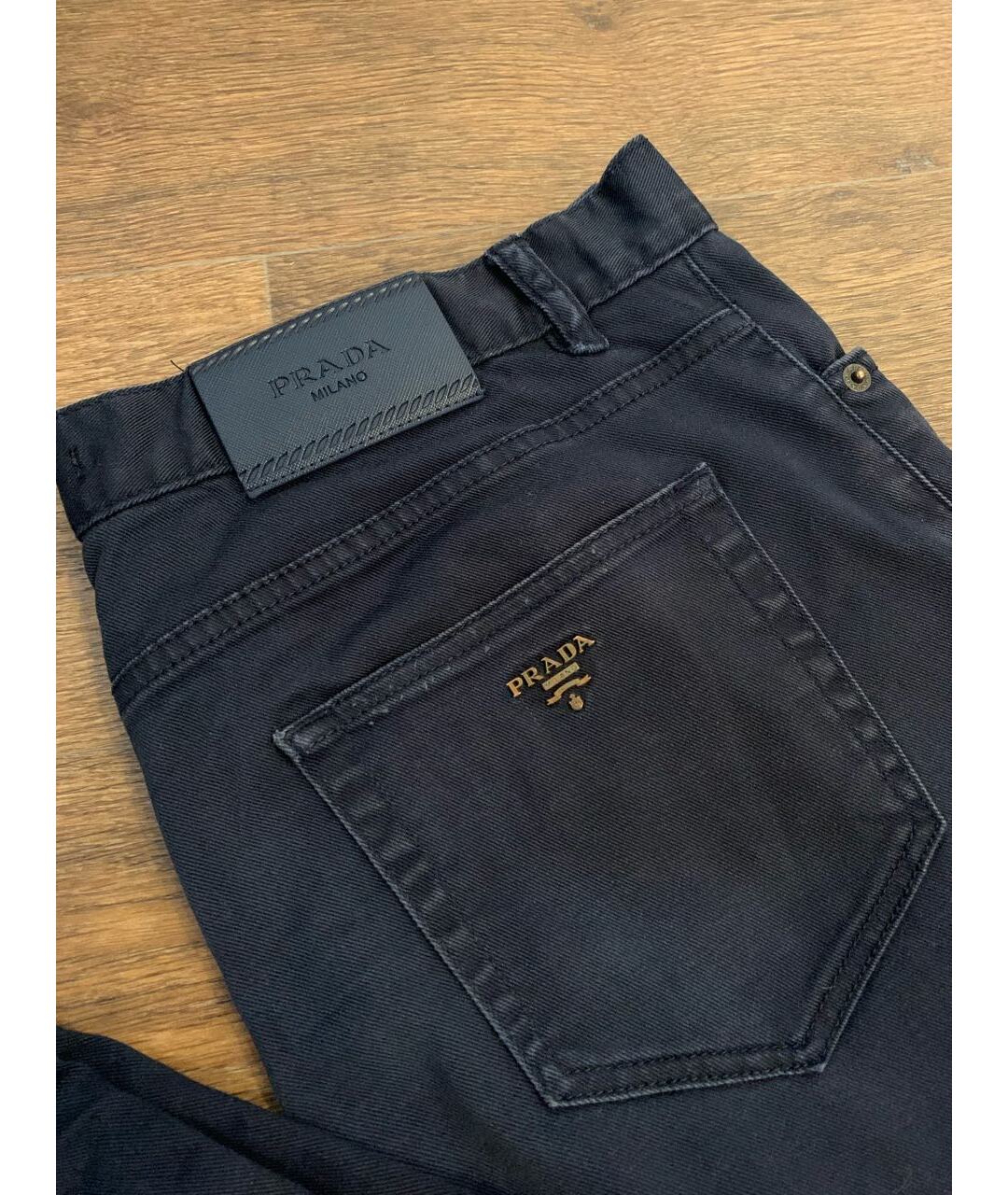 PRADA Темно-синие хлопко-эластановые джинсы скинни, фото 2