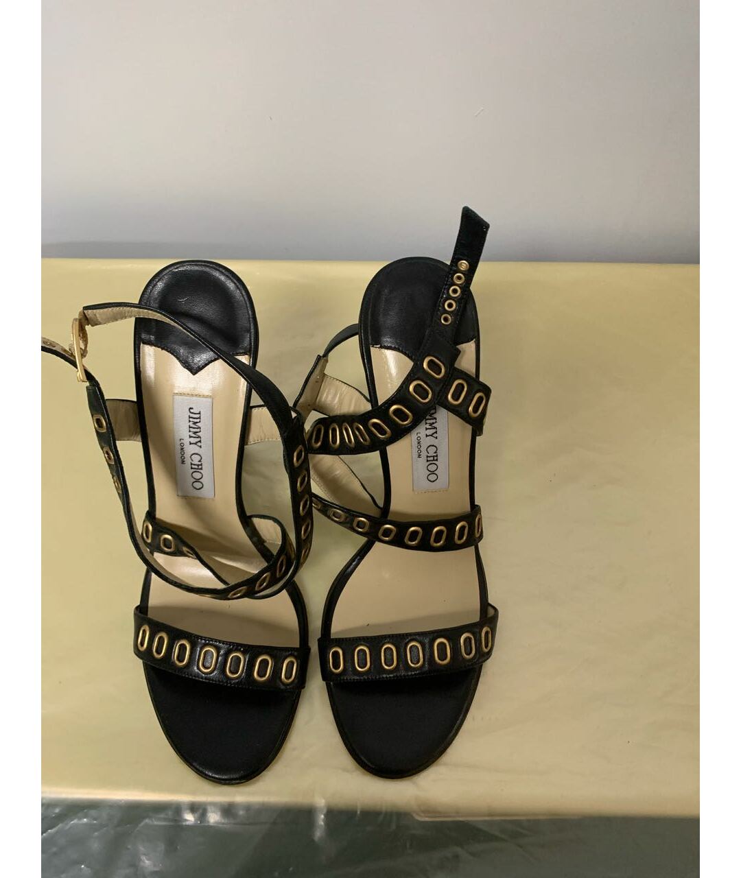 JIMMY CHOO Черные кожаные босоножки, фото 2