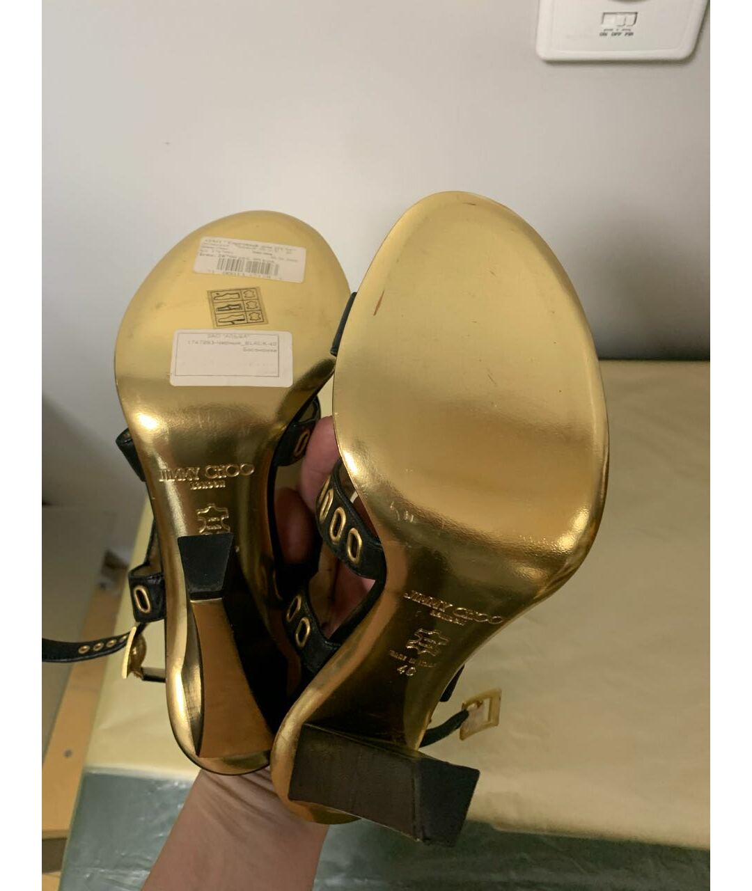 JIMMY CHOO Черные кожаные босоножки, фото 5