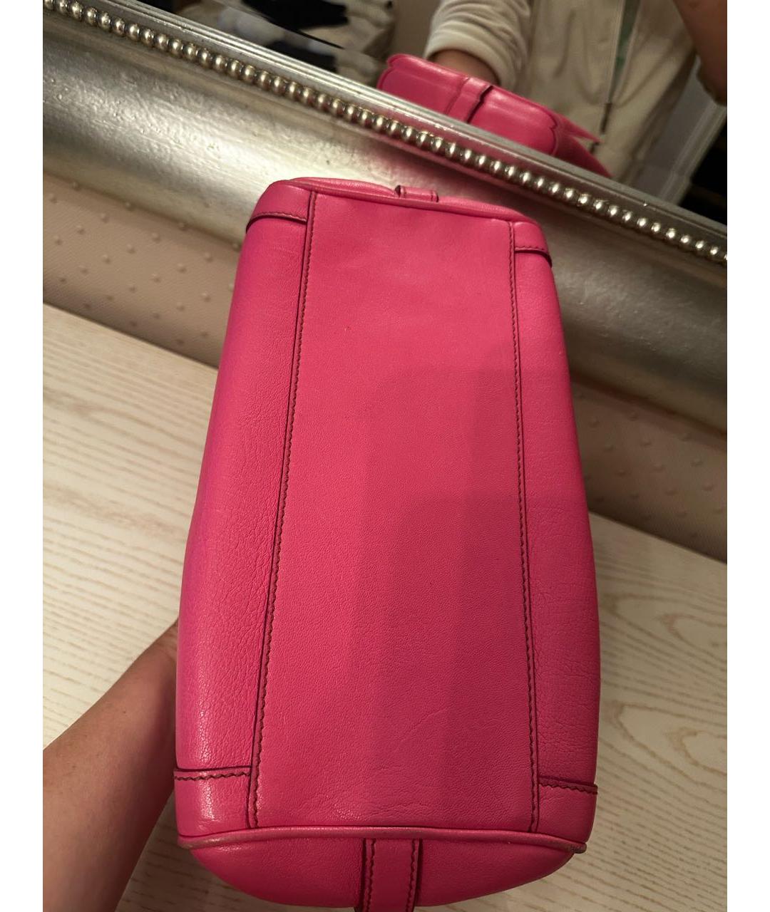 DOLCE&GABBANA Розовая кожаная сумка с короткими ручками, фото 5