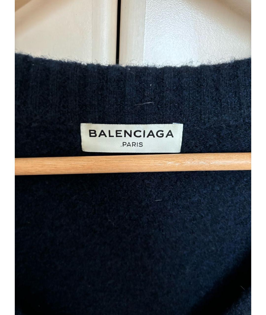 BALENCIAGA Темно-синий шерстяной джемпер / свитер, фото 3