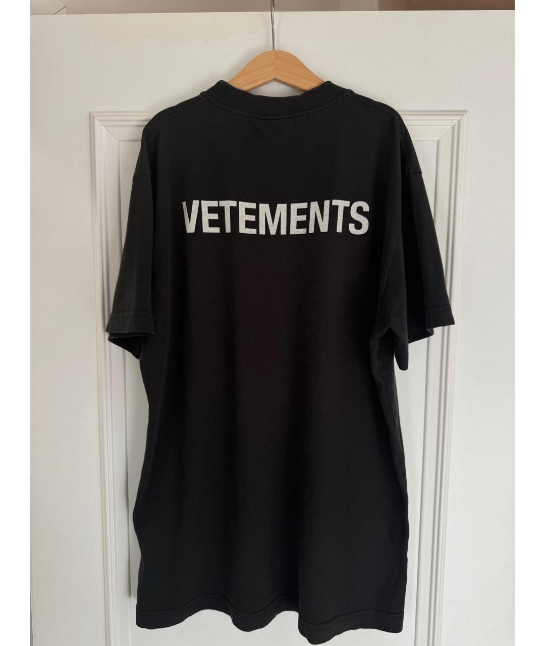 VETEMENTS Черная хлопковая футболка, фото 3