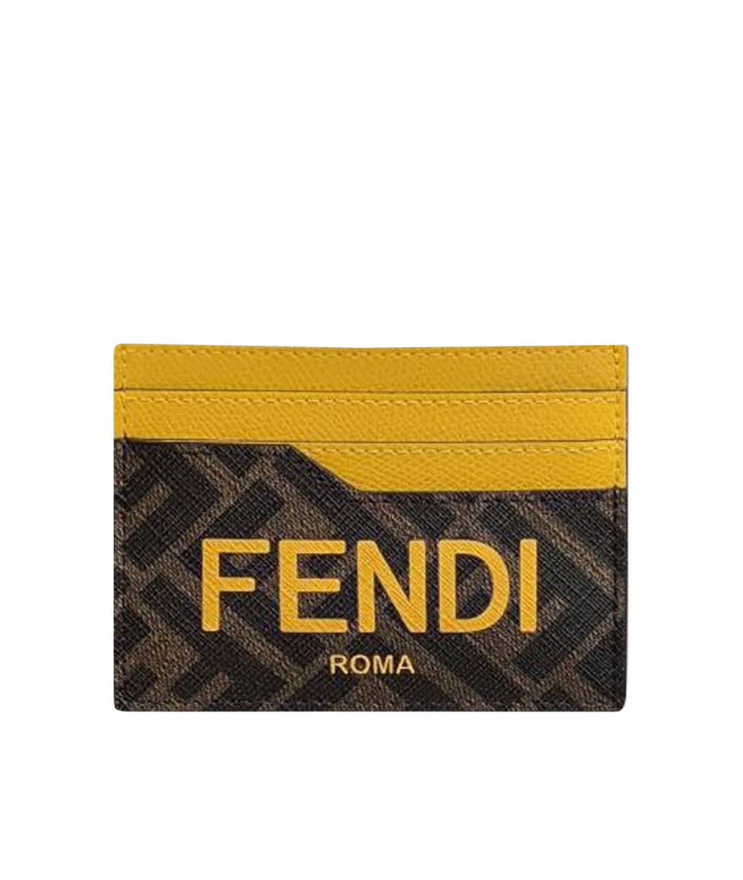 FENDI Коричневый кожаный кардхолдер, фото 1