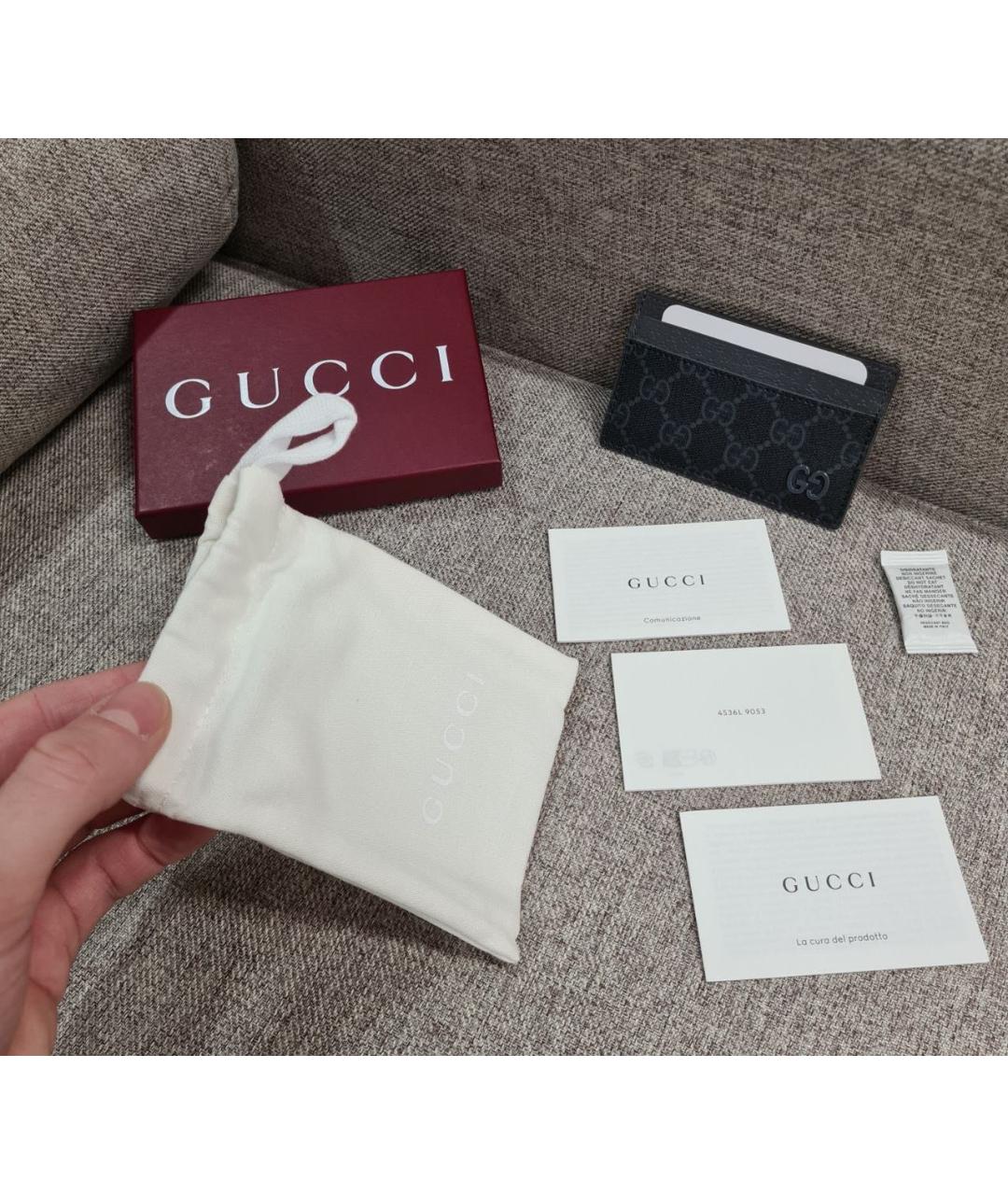 GUCCI Серый кожаный кардхолдер, фото 5