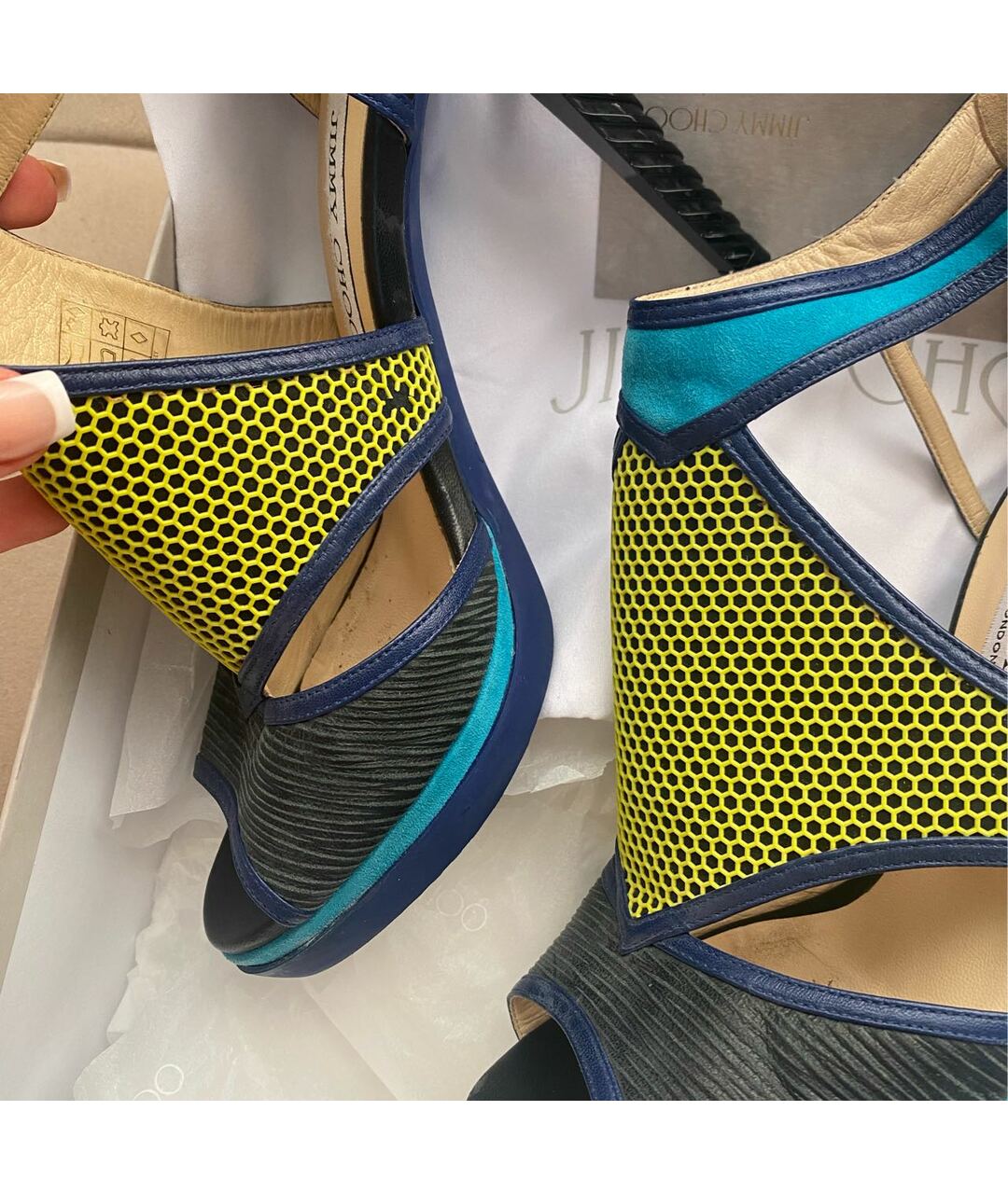 JIMMY CHOO Мульти кожаные босоножки, фото 6