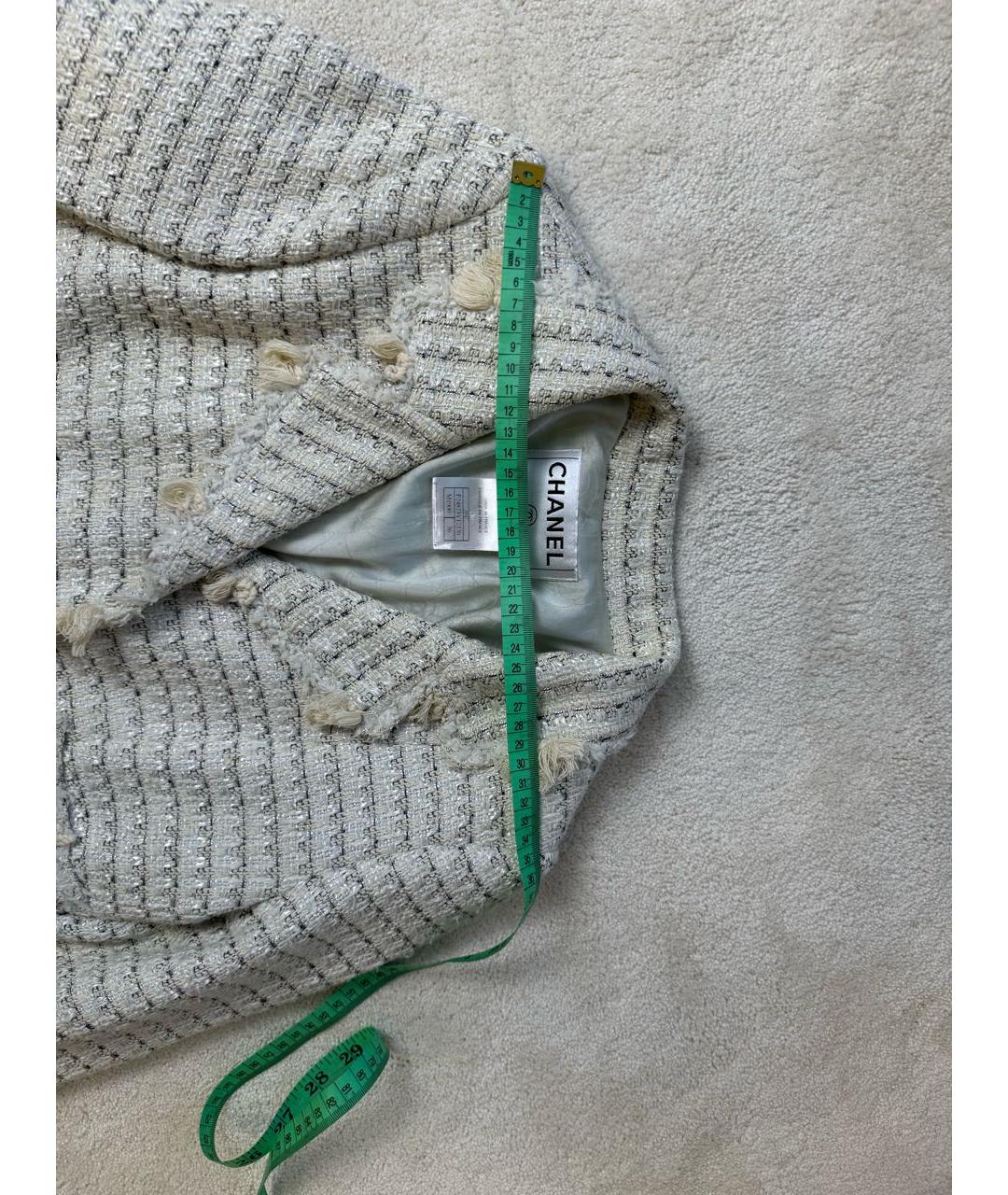 CHANEL Бежевый твидовый жакет/пиджак, фото 5