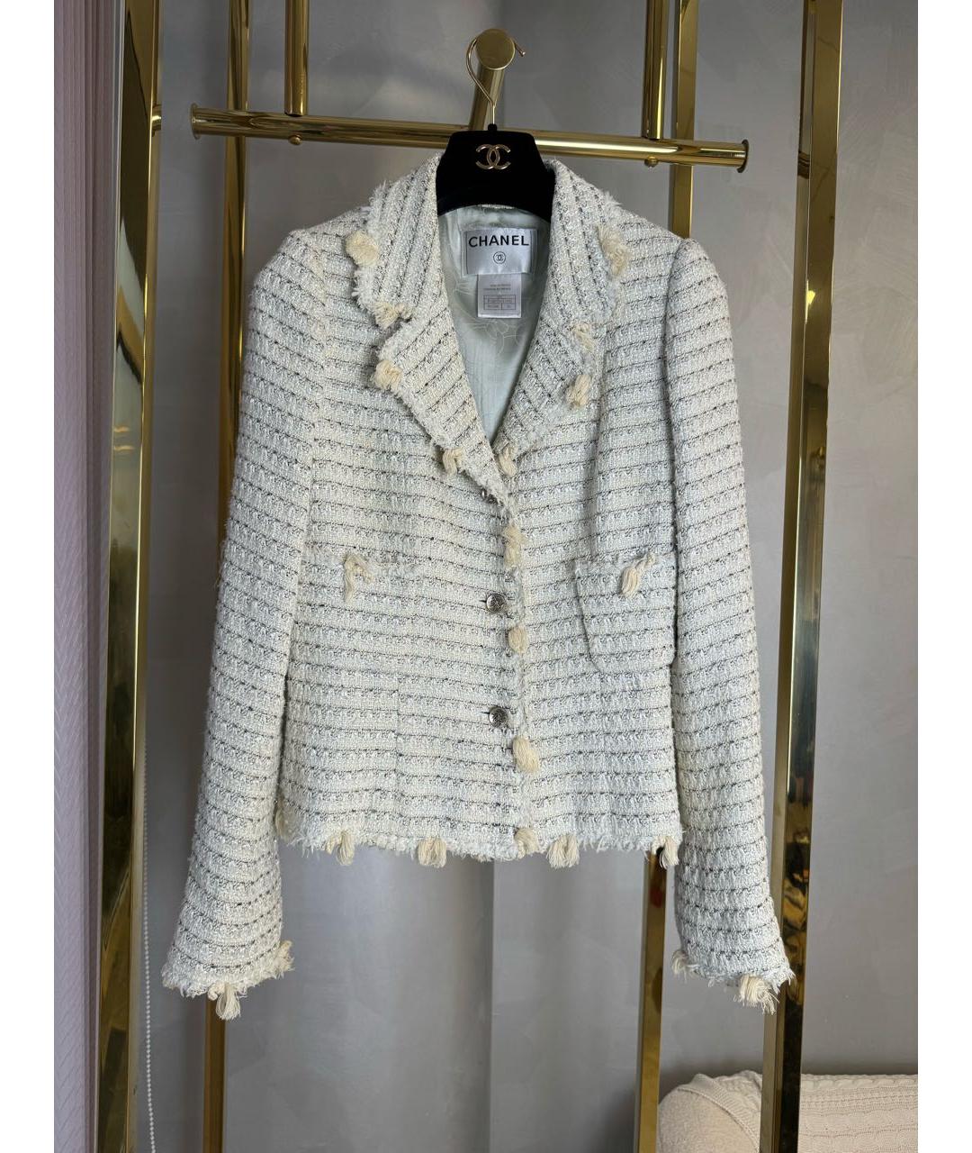 CHANEL Бежевый твидовый жакет/пиджак, фото 8