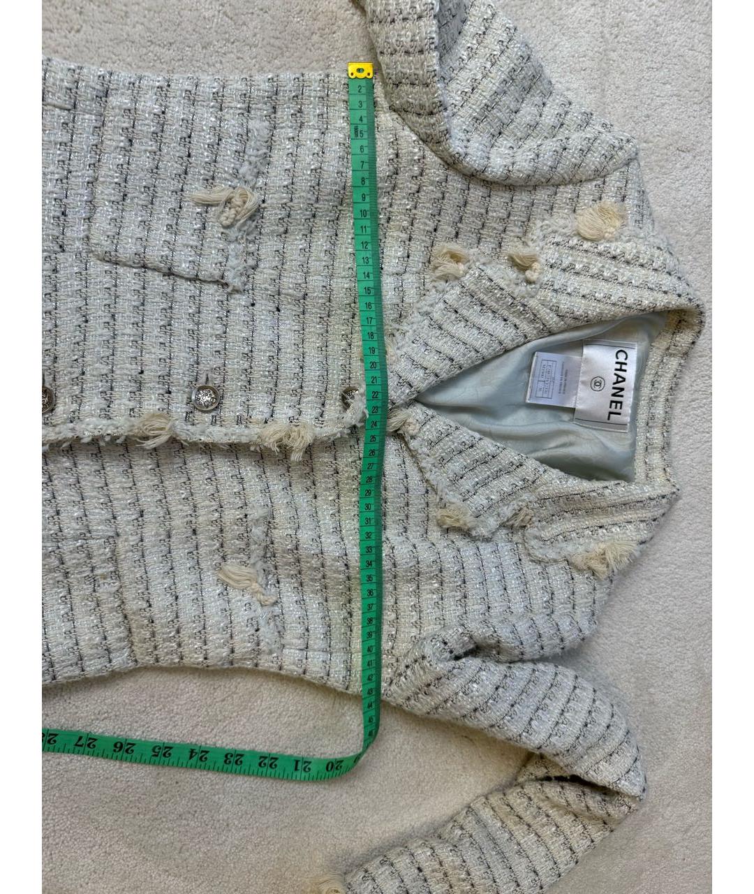 CHANEL Бежевый твидовый жакет/пиджак, фото 6