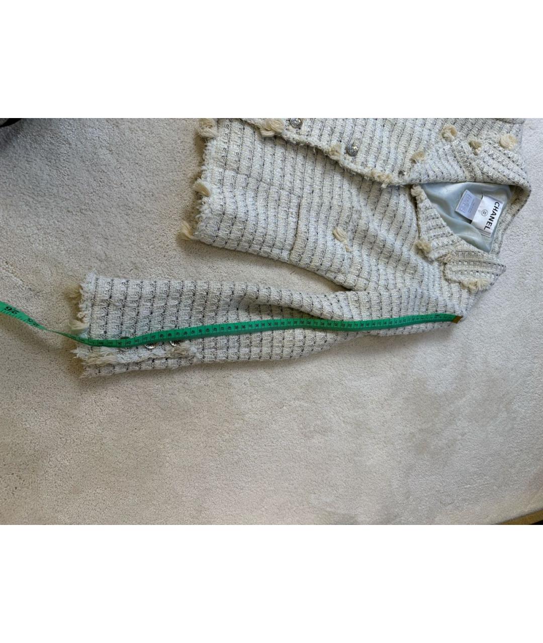 CHANEL Бежевый твидовый жакет/пиджак, фото 7