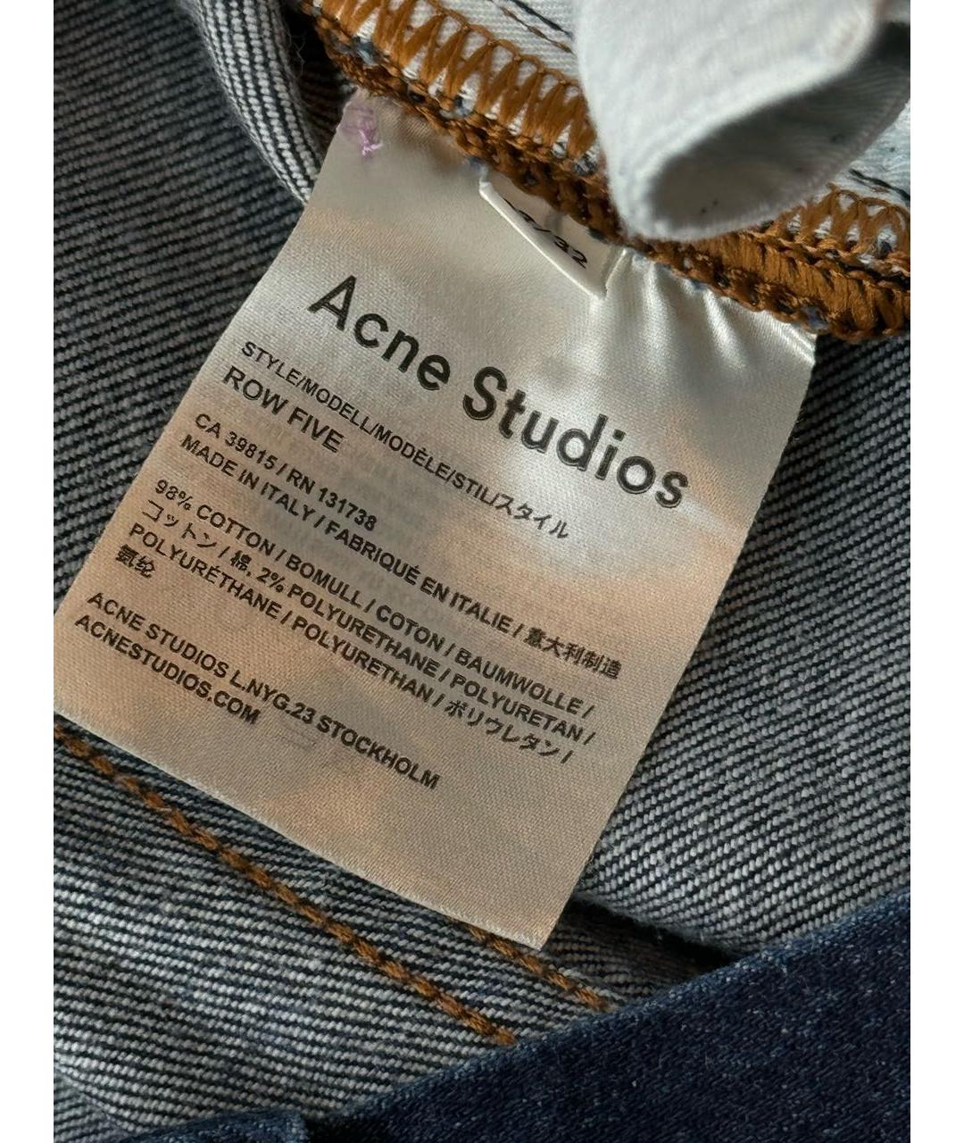 ACNE STUDIOS Темно-синие хлопко-полиэстеровые прямые джинсы, фото 4