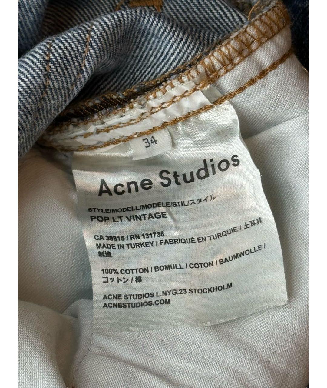 ACNE STUDIOS Синие хлопковые прямые джинсы, фото 4