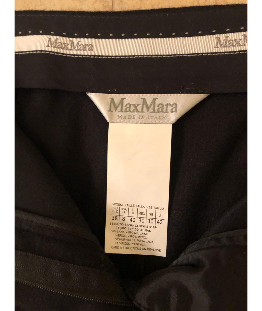 MAX MARA Черные шерстяные прямые брюки, фото 3