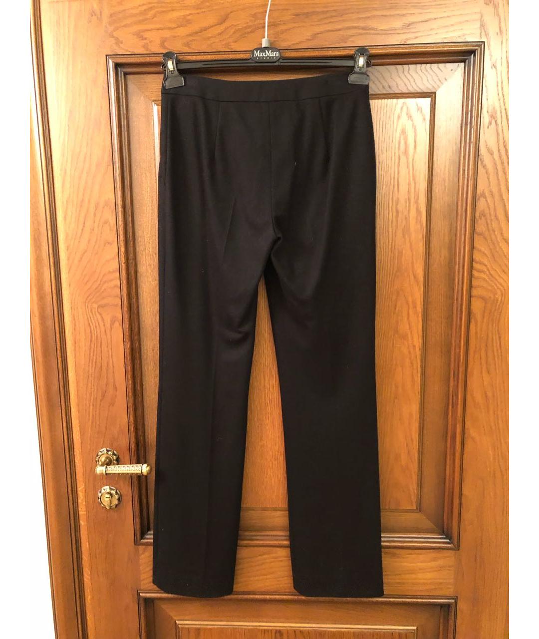 MAX MARA Черные шерстяные прямые брюки, фото 2