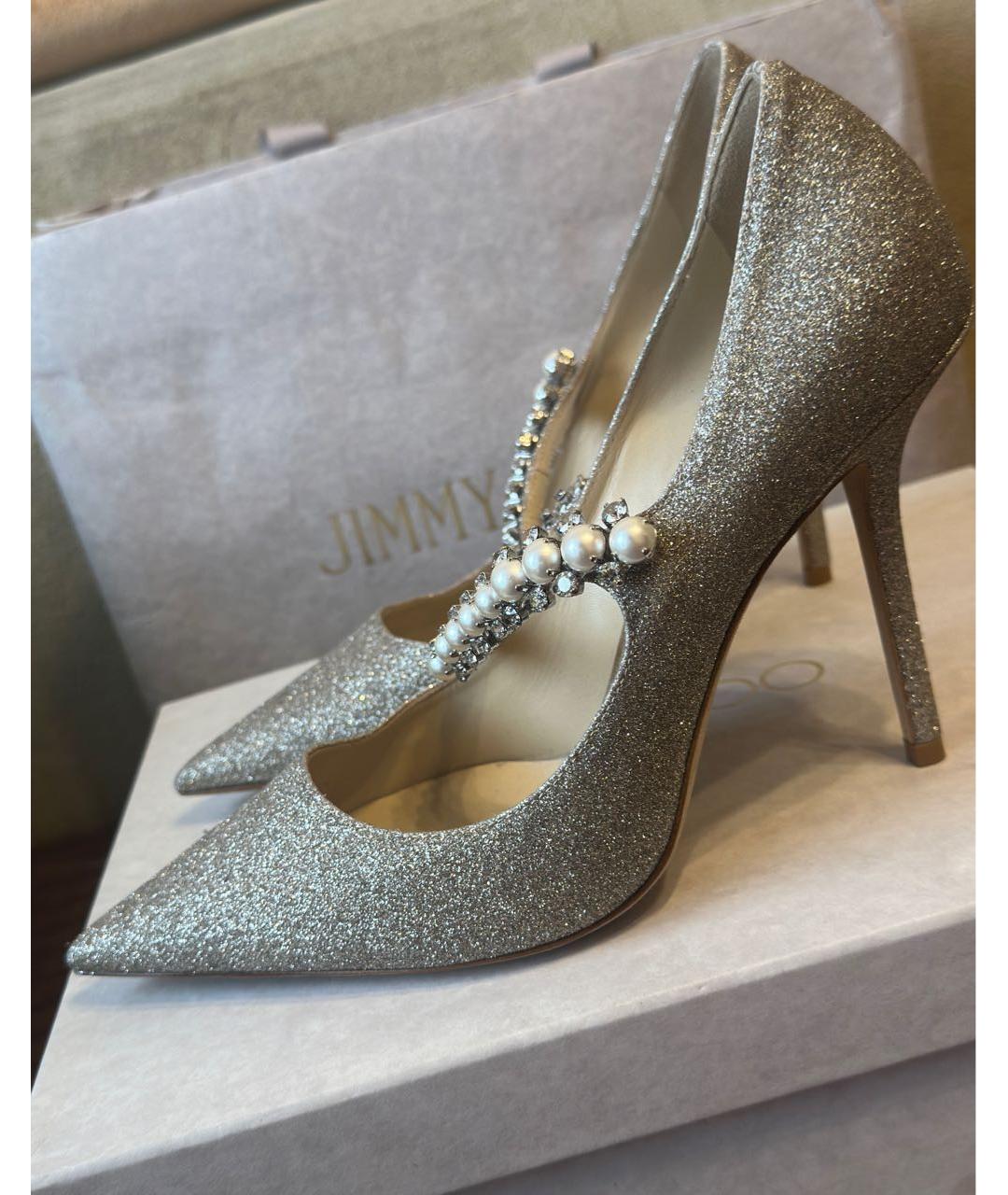 JIMMY CHOO Серебряные кожаные туфли, фото 5