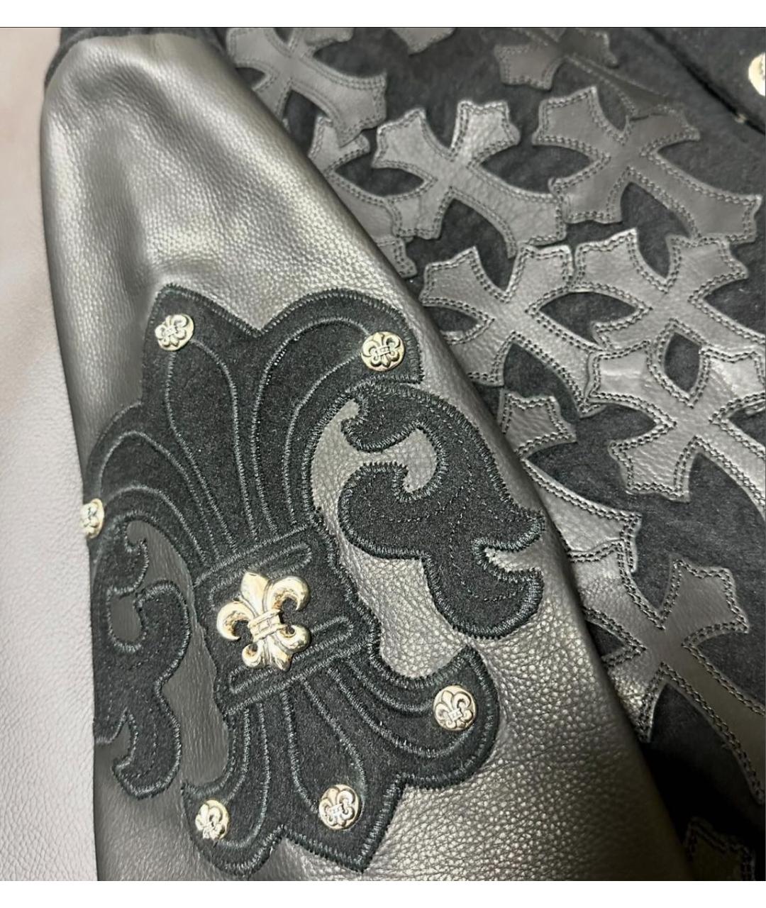 CHROME HEARTS Черная кожаная куртка, фото 7