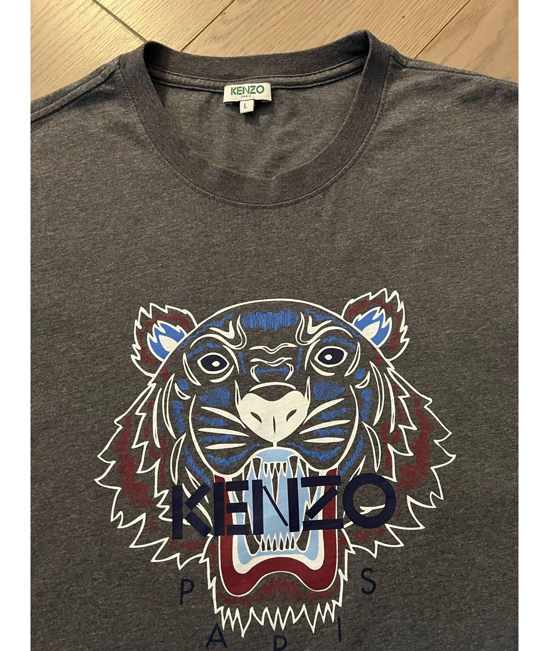 KENZO Серая хлопковая футболка, фото 3