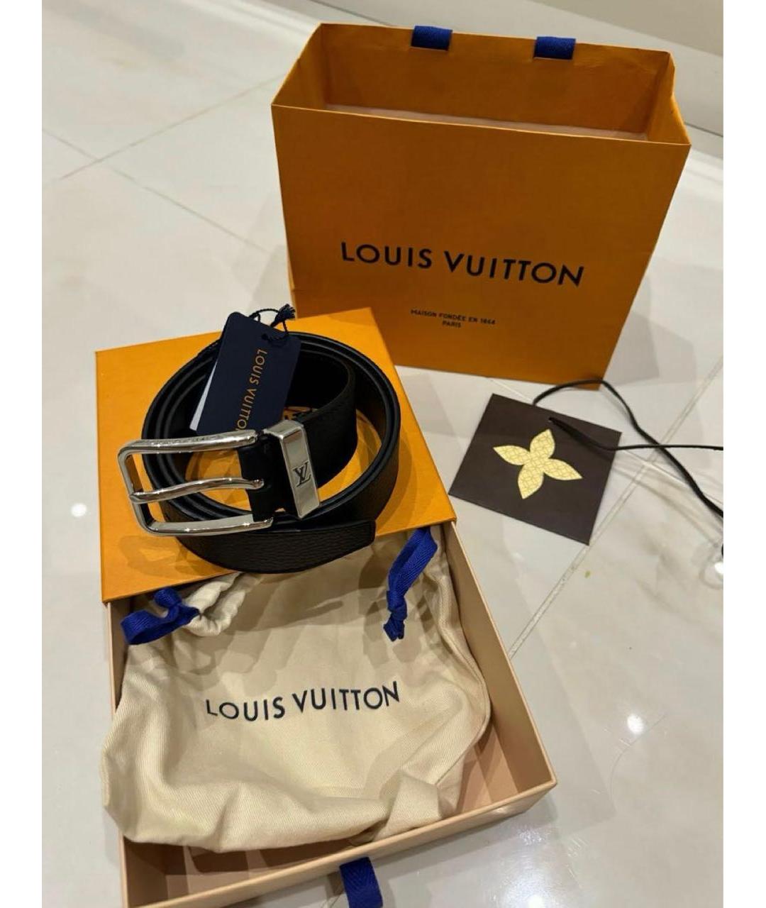 LOUIS VUITTON Черный кожаный ремень, фото 6