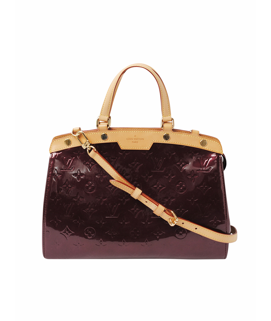 LOUIS VUITTON Бордовая сумка тоут из лакированной кожи, фото 1