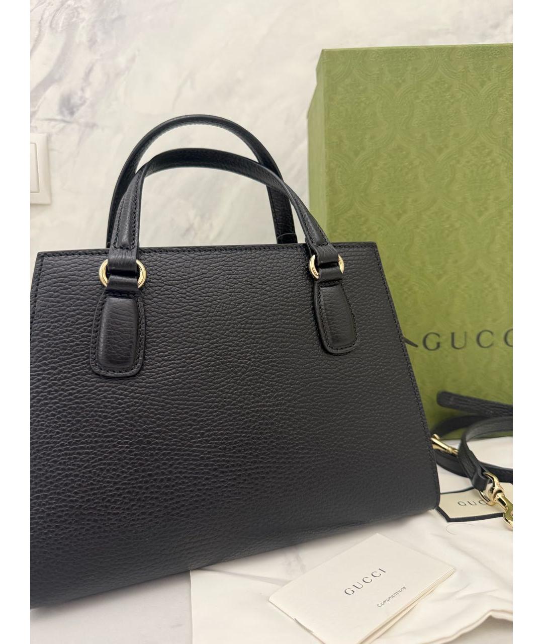 GUCCI Черная кожаная сумка с короткими ручками, фото 3