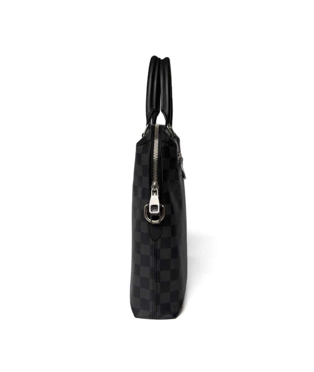LOUIS VUITTON Черный кожаный портфель, фото 4