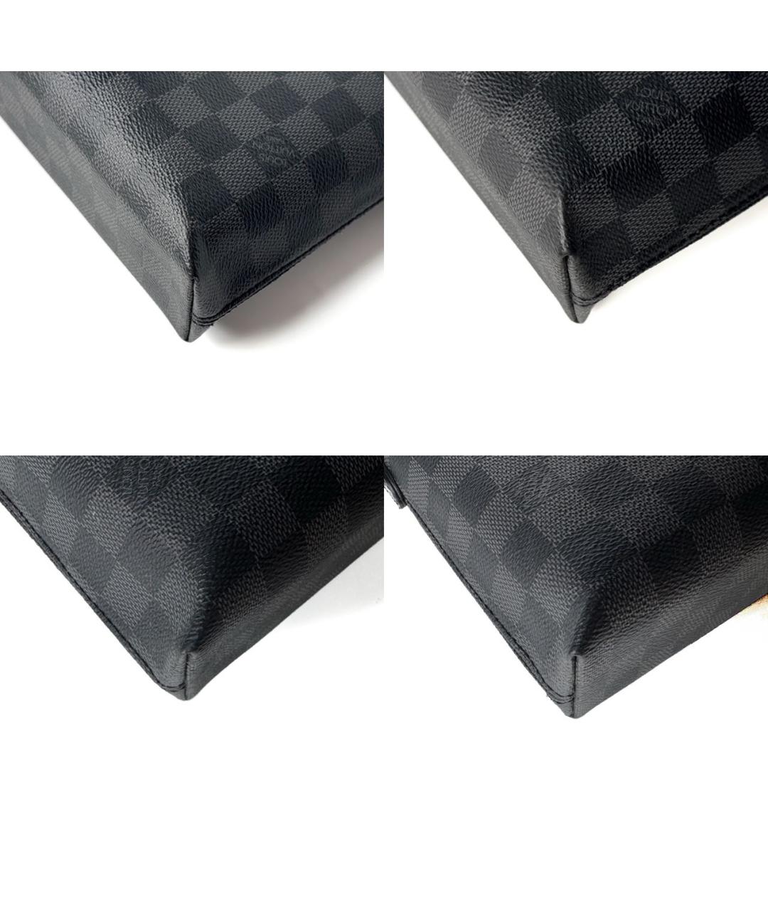 LOUIS VUITTON Черный кожаный портфель, фото 7