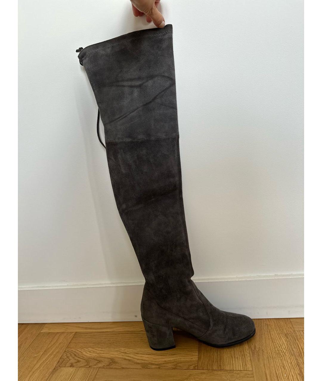STUART WEITZMAN Серые замшевые ботфорты, фото 8
