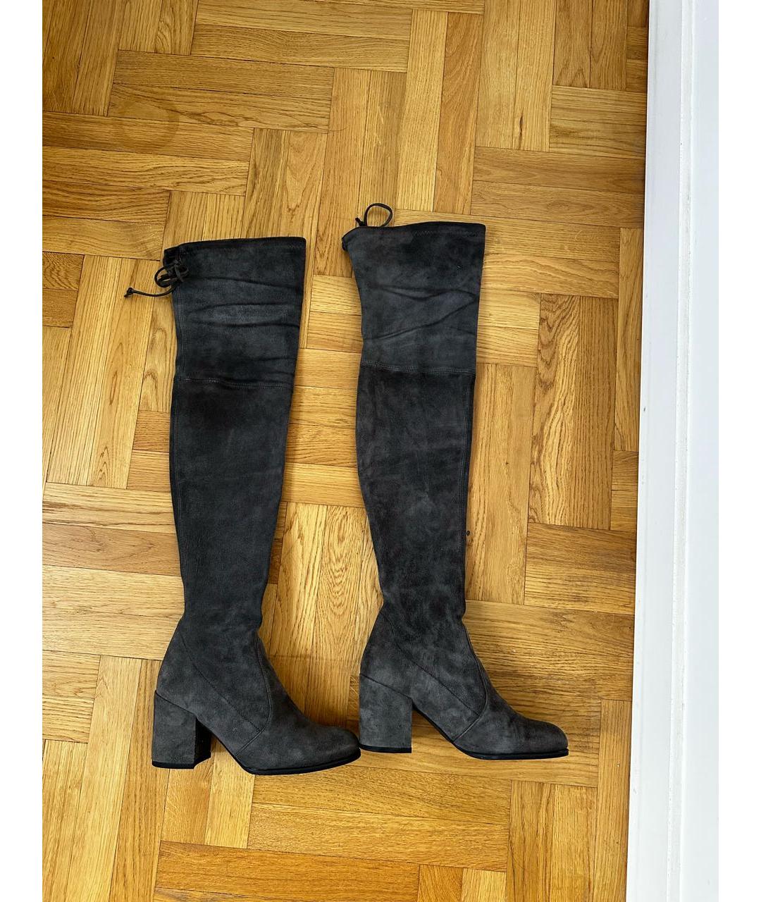 STUART WEITZMAN Серые замшевые ботфорты, фото 5
