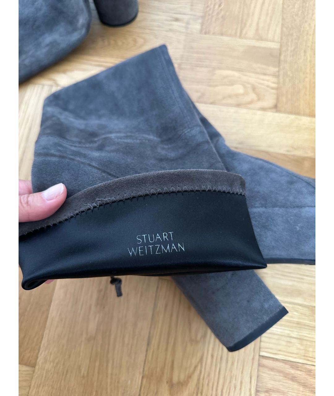 STUART WEITZMAN Серые замшевые ботфорты, фото 6