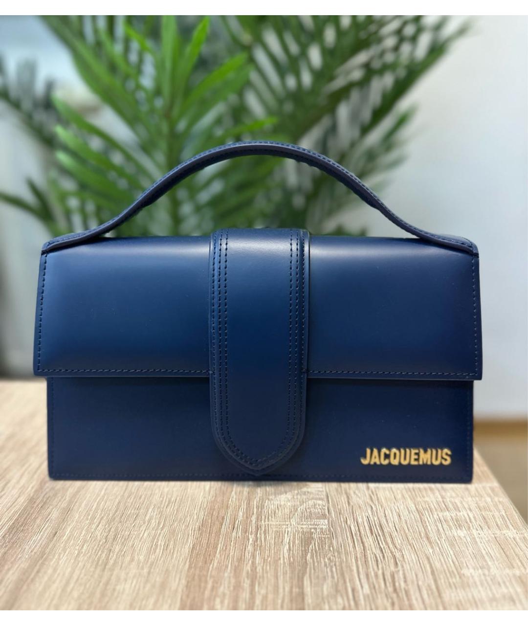 JACQUEMUS Темно-синяя кожаная сумка через плечо, фото 7