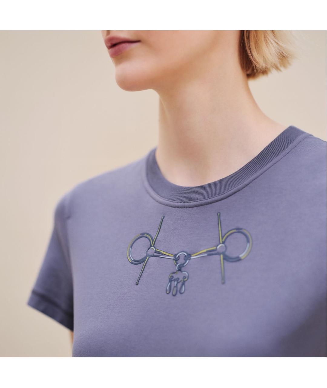 HERMES Серая хлопковая футболка, фото 5