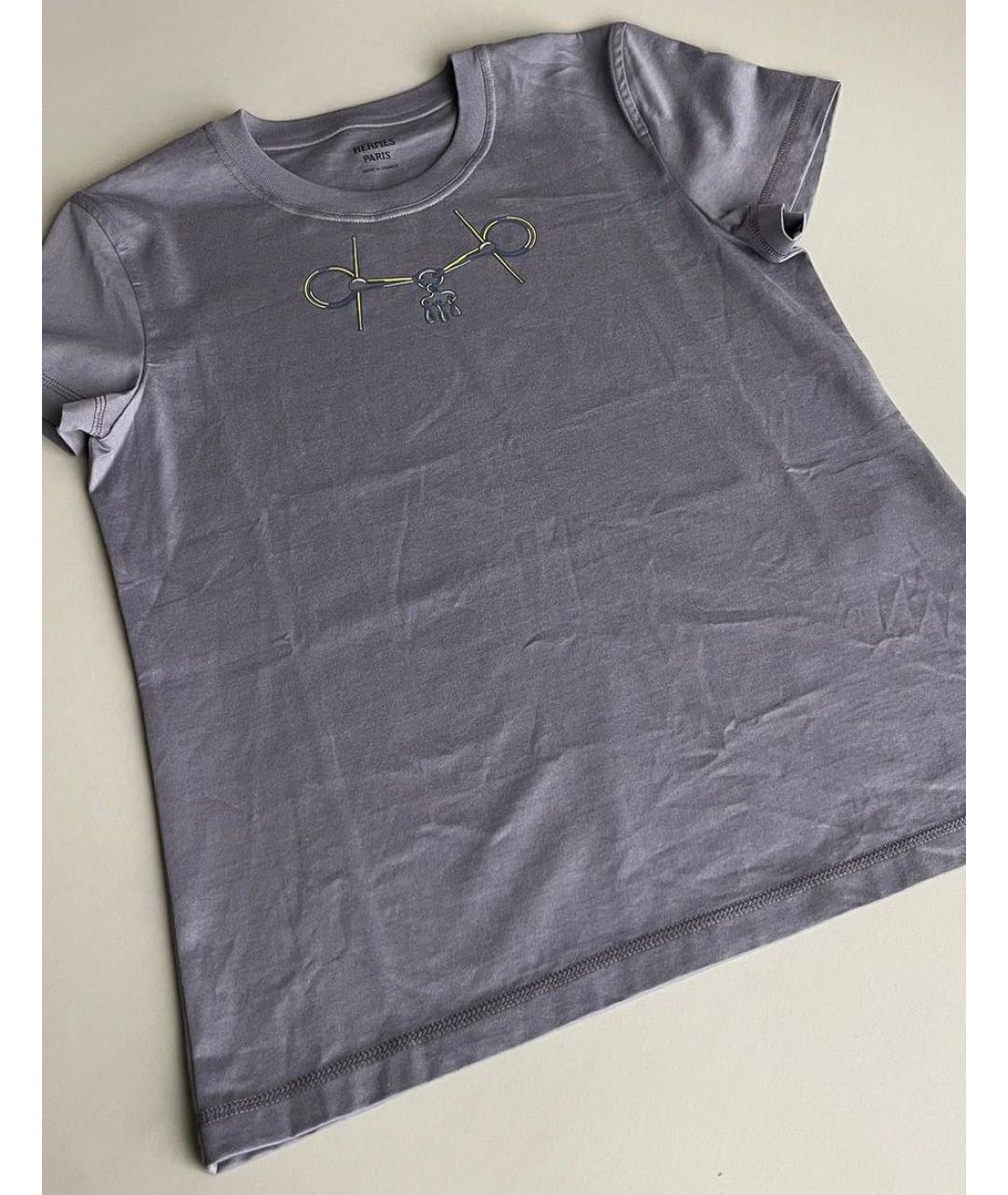 HERMES Серая хлопковая футболка, фото 2