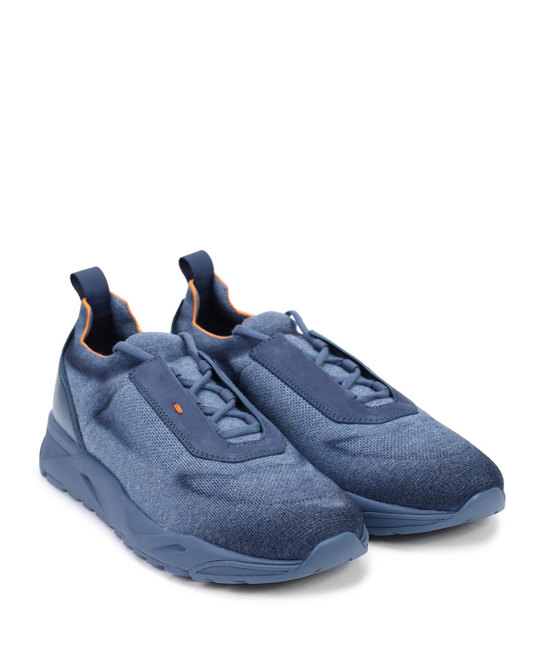 SANTONI Синие текстильные низкие кроссовки / кеды, фото 2