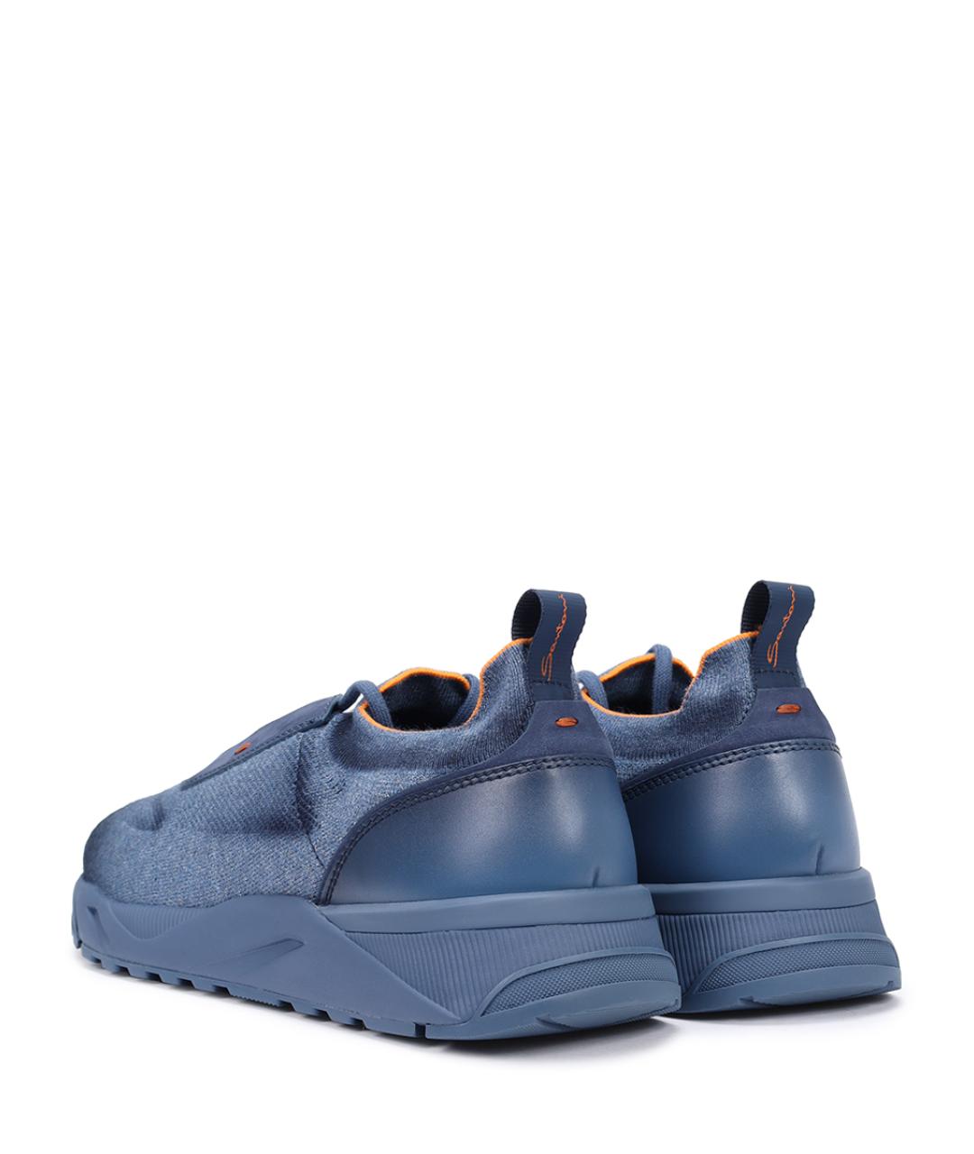 SANTONI Синие текстильные низкие кроссовки / кеды, фото 4