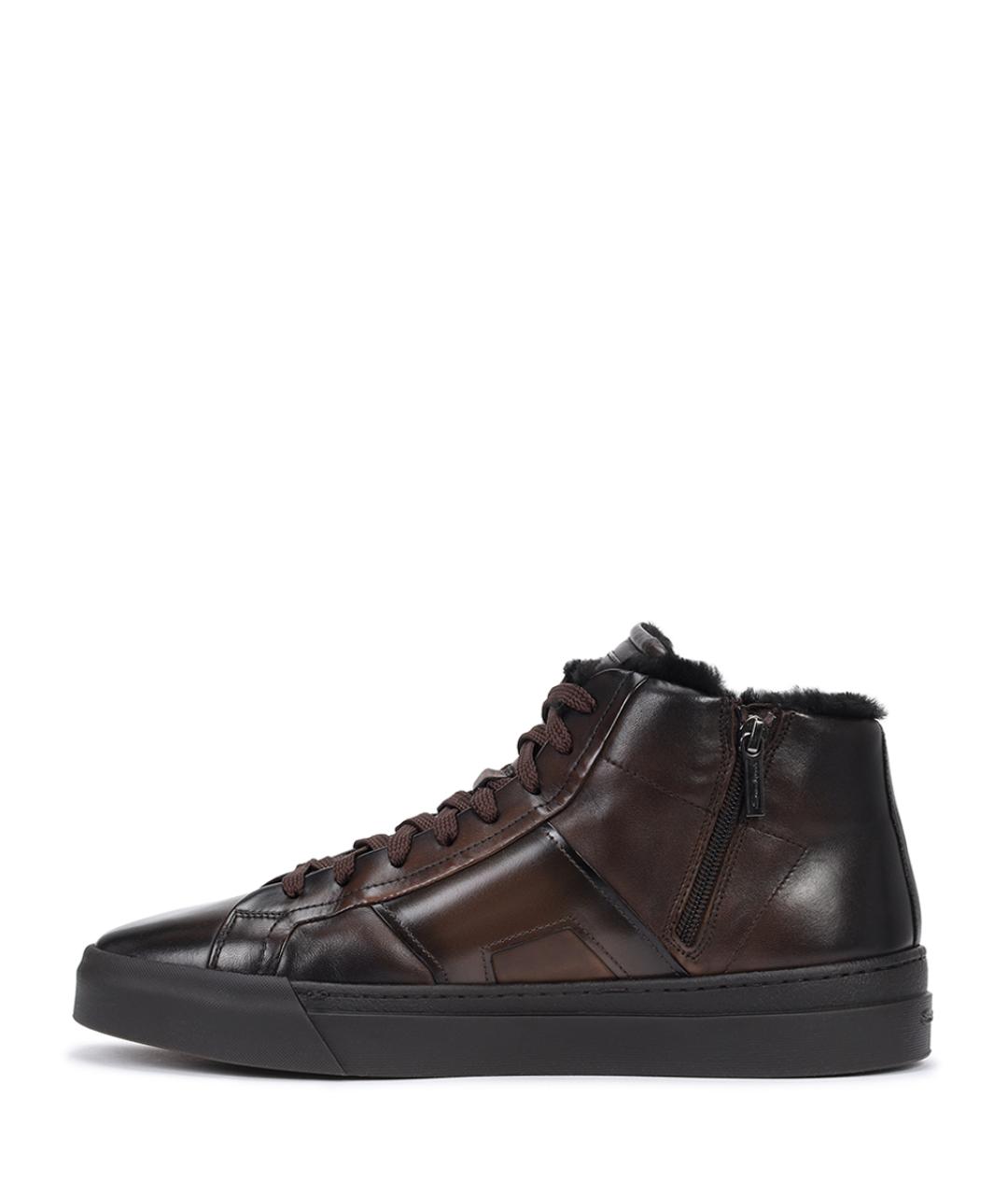 SANTONI Коричневые высокие кроссовки / кеды, фото 3
