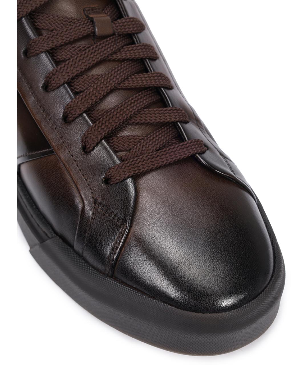 SANTONI Коричневые высокие кроссовки / кеды, фото 5