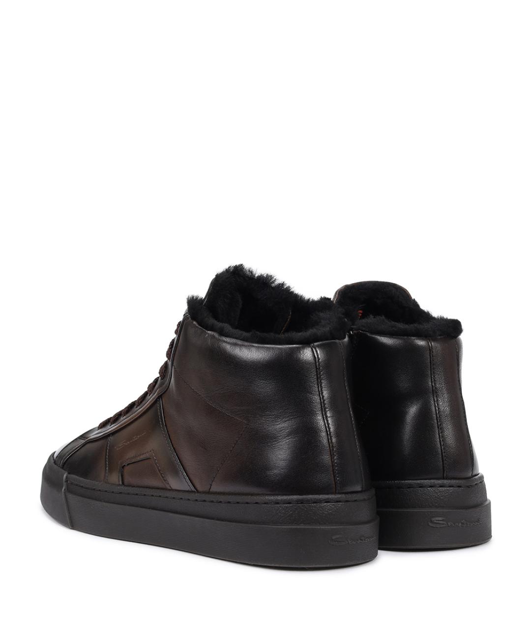 SANTONI Коричневые высокие кроссовки / кеды, фото 4
