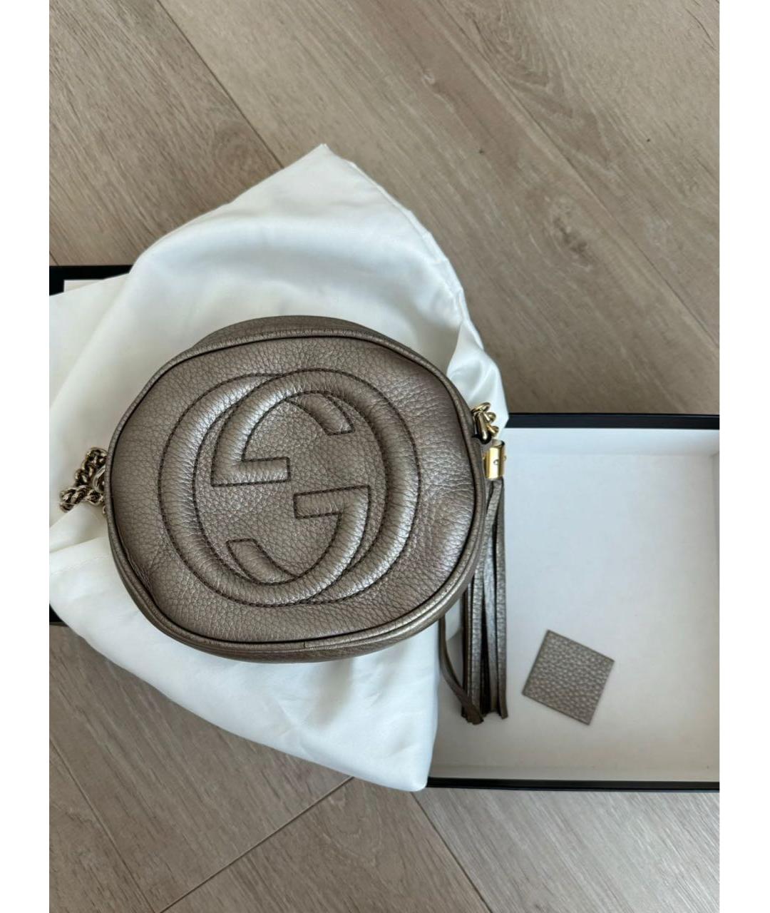 GUCCI Бежевая кожаная сумка через плечо, фото 7
