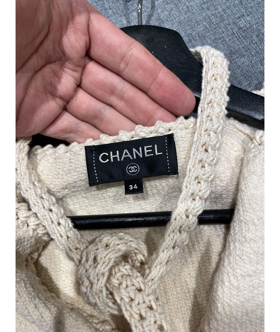 CHANEL Бежевое хлопковое повседневное платье, фото 3