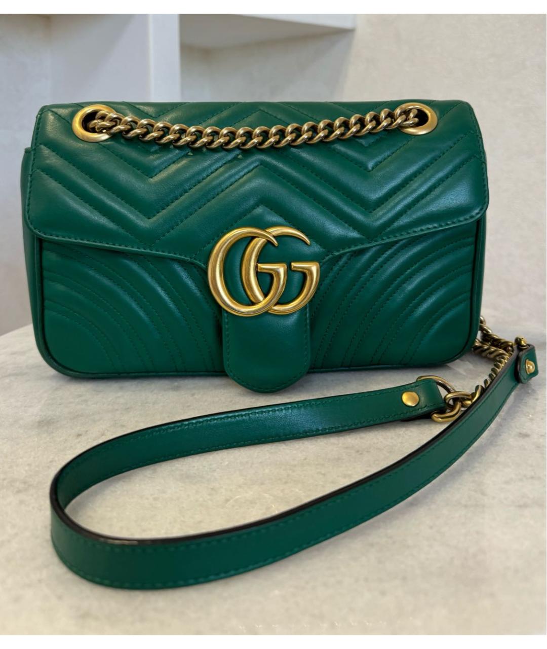 GUCCI Зеленая кожаная сумка через плечо, фото 2