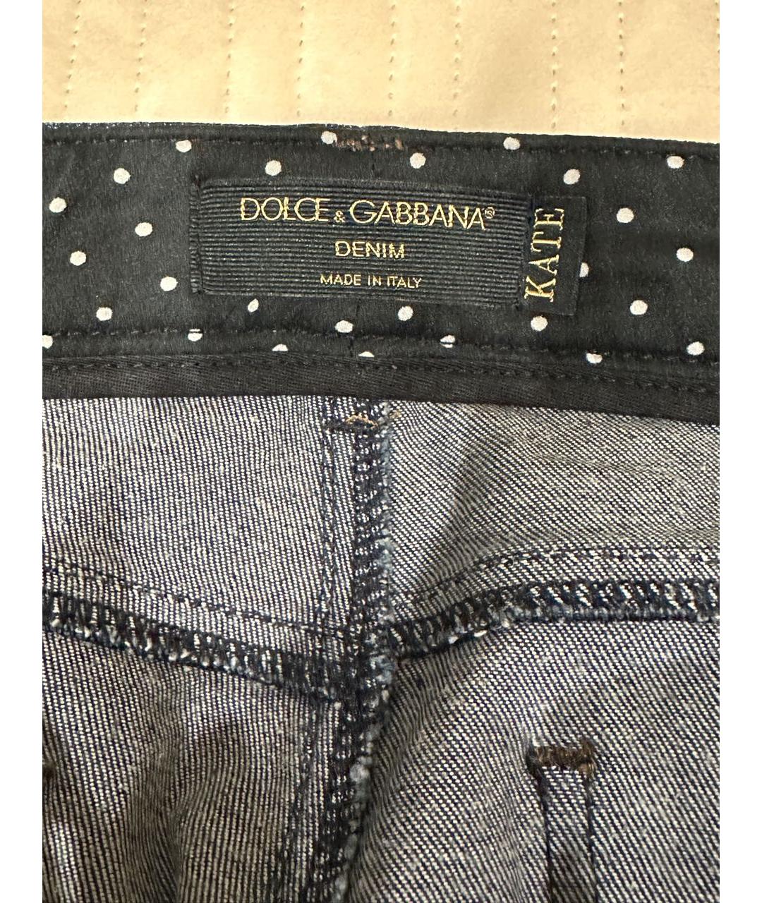 DOLCE&GABBANA Синие хлопковые прямые джинсы, фото 3