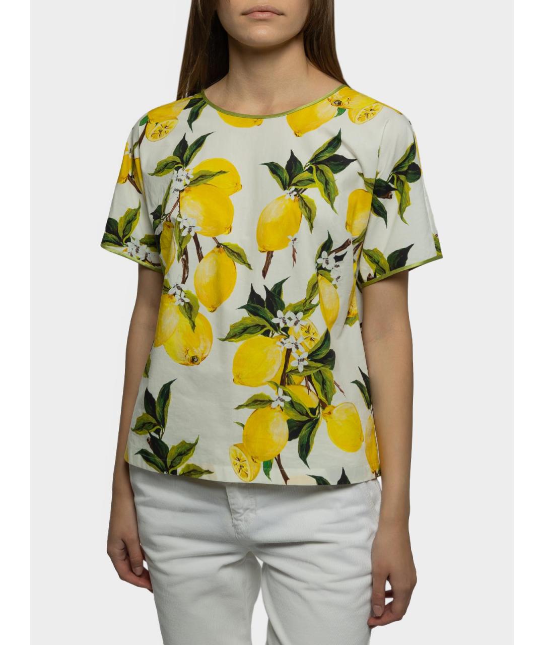 DOLCE&GABBANA Желтая хлопковая футболка, фото 2