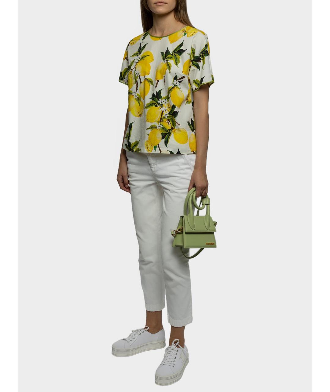 DOLCE&GABBANA Желтая хлопковая футболка, фото 4