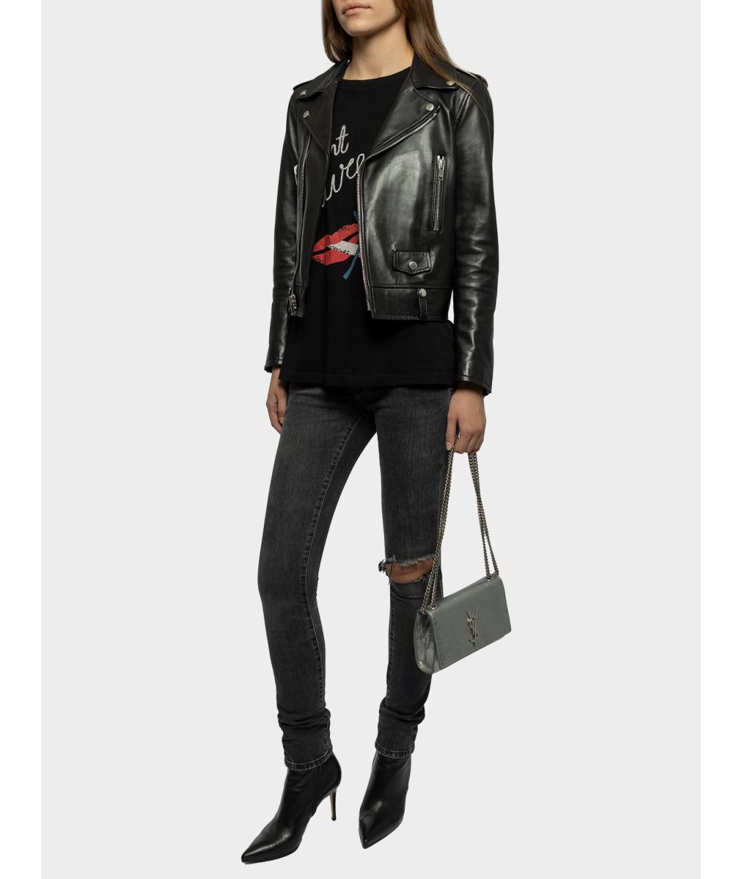 SAINT LAURENT Серые хлопковые прямые джинсы, фото 4